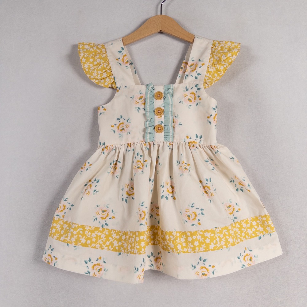 Tabitha Twinkle Top Girls 5-6 Multicolor Floral Ruffles Buttons